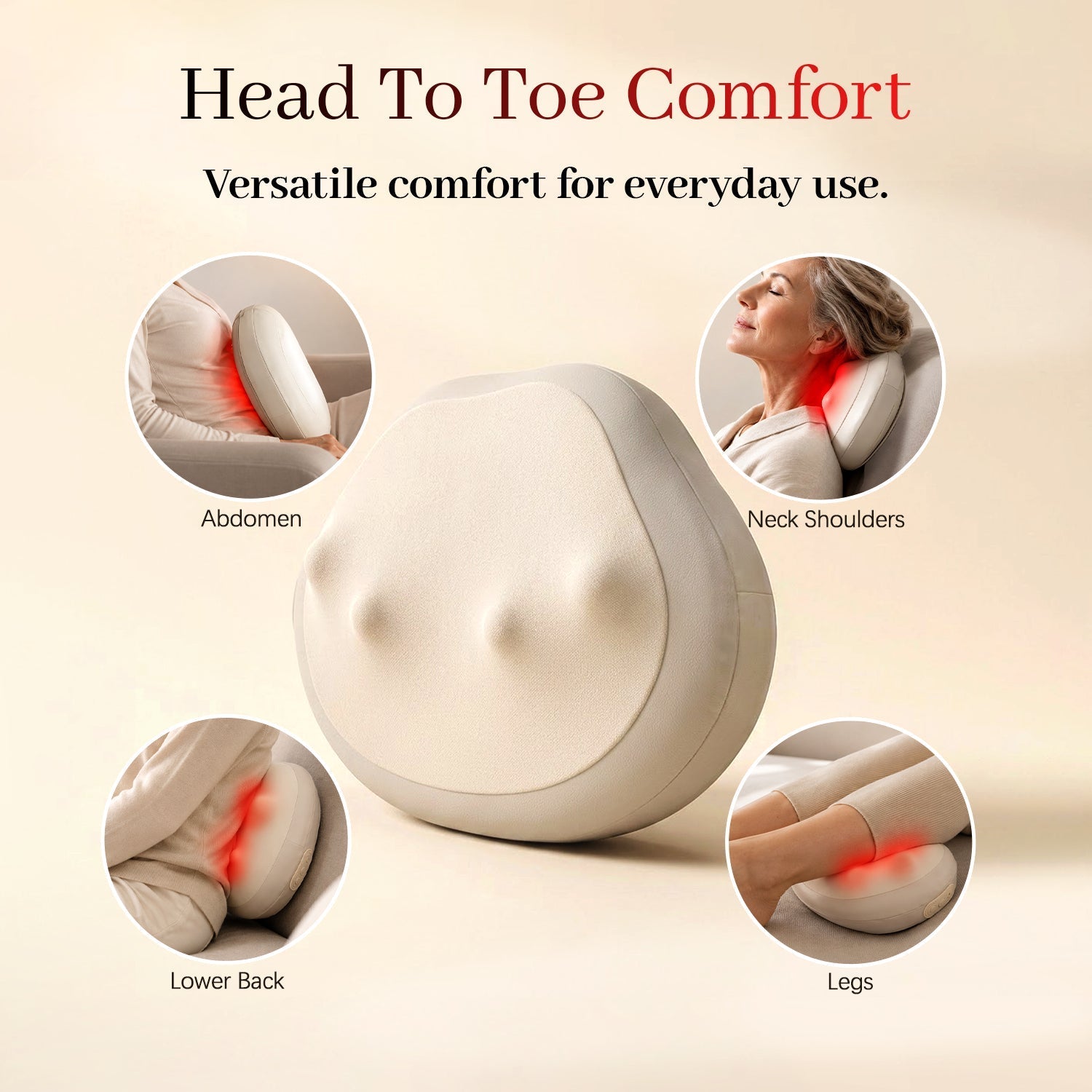 Heated 3D Roller Massage Pillow for Muscle Stiffness, Daily Tension, and Full-Body Relaxation
