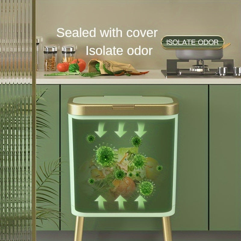 15-litrowy kosz na śmieci z uszczelnieniem chroniącym przed zapachami — prostokątny kształt, podwyższone nóżki
