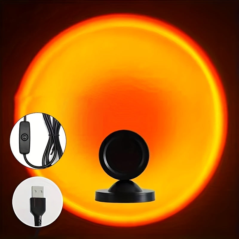 Compact LED Sunset Projector — USB Powered Twilight Wall Light | Amber and Rose Hues