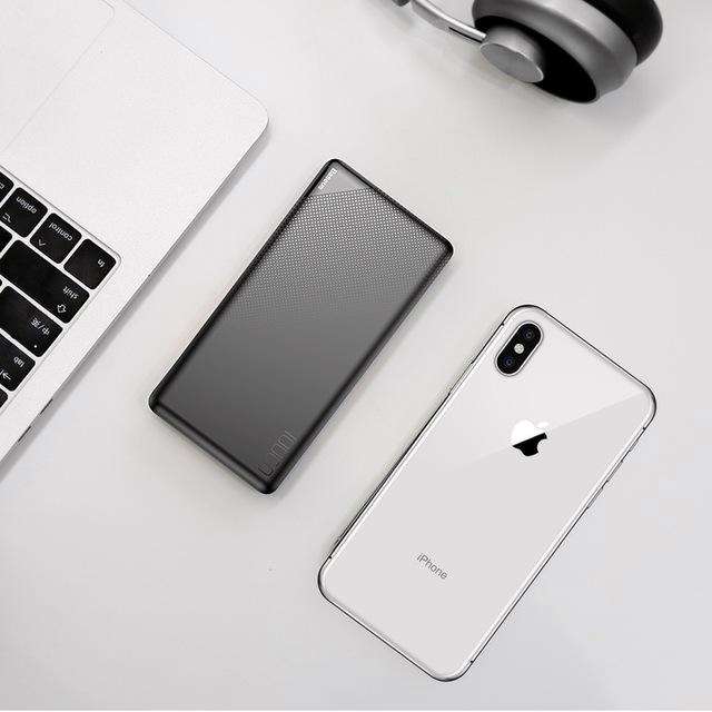 Bateria portátil ultrafina de 10000 mAh — USB duplo, indicadores LED