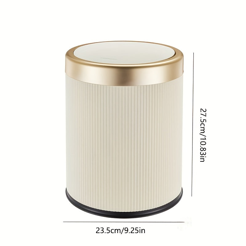 Luxury Oval Trash Can | Press-Top Waste Bin with Dual Inner Bucket | Meowbutter