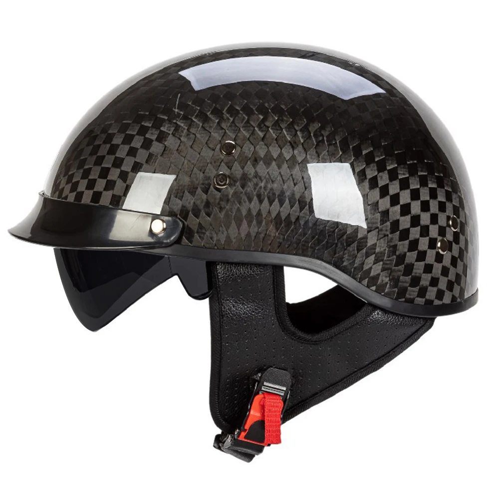 Vintage Carbon Fiber Half Helmet - DOT & ECE Approved - Meowbutter