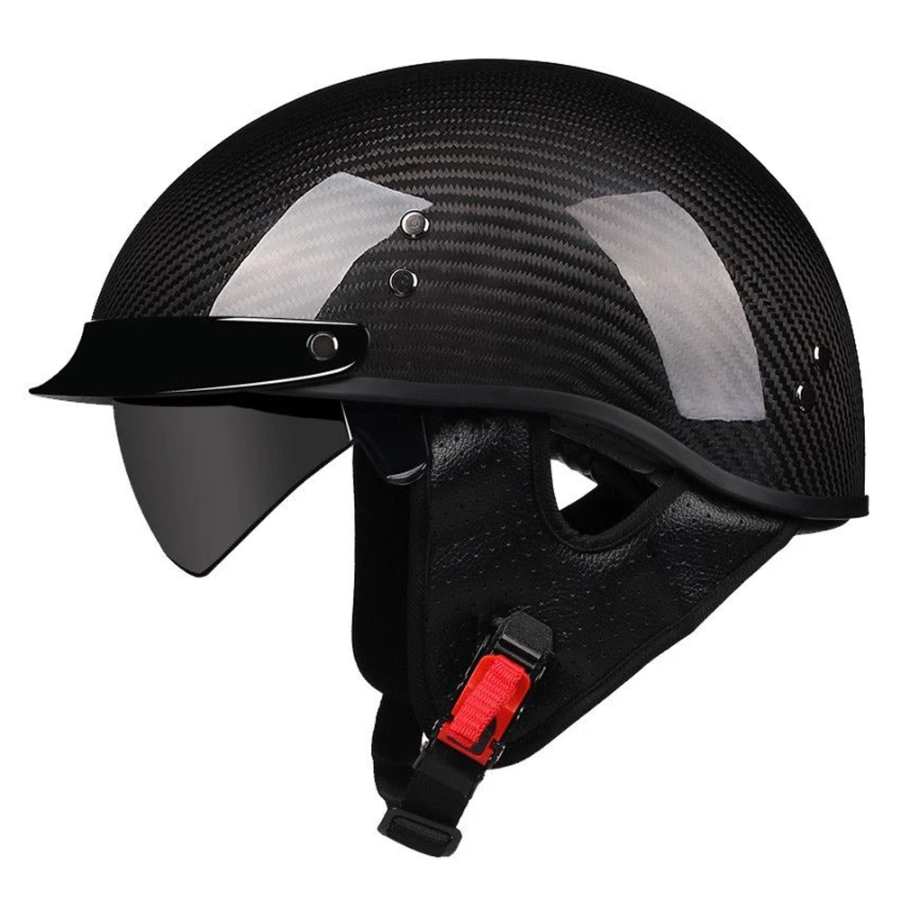 Vintage Carbon Fiber Half Helmet - DOT & ECE Approved - Meowbutter