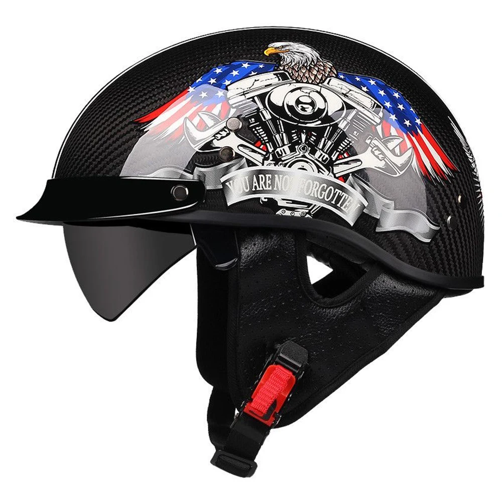 Vintage Carbon Fiber Half Helmet - DOT & ECE Approved - Meowbutter