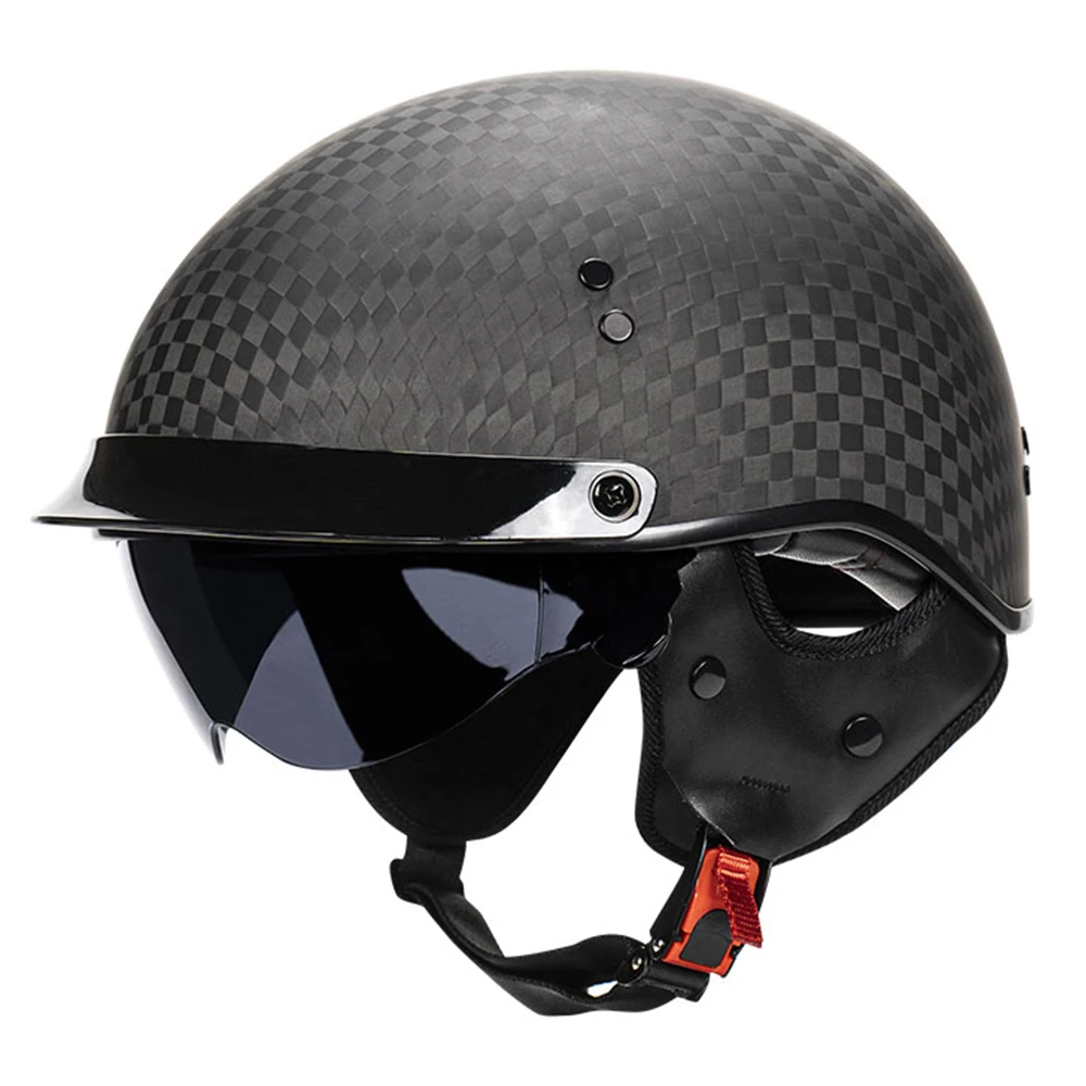 Vintage Carbon Fiber Half Helmet - DOT & ECE Approved - Meowbutter