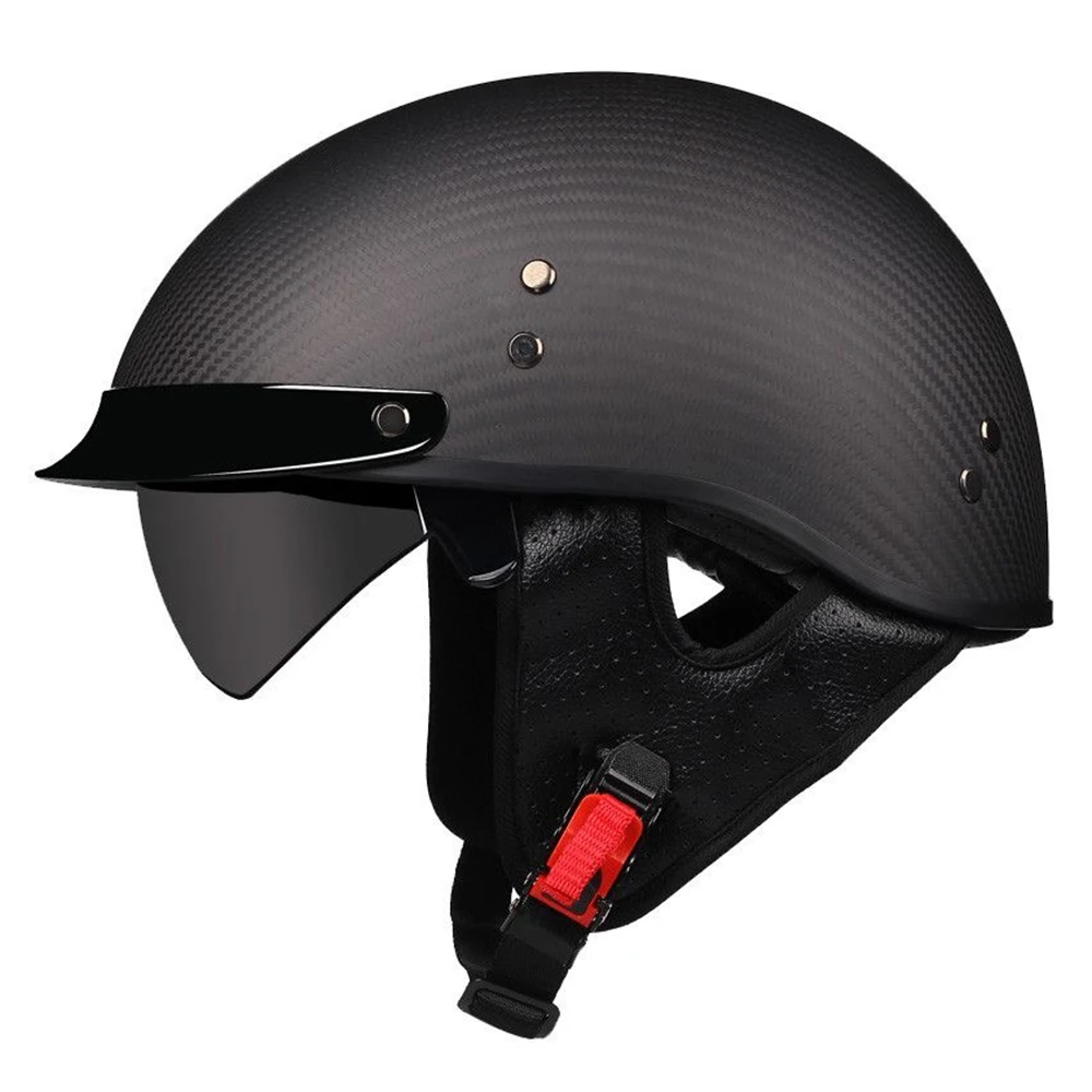 Vintage Carbon Fiber Half Helmet - DOT & ECE Approved - Meowbutter