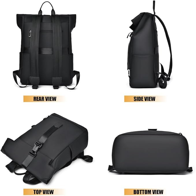 Zaino da viaggio impermeabile - Porta di ricarica USB - Scomparto per laptop - Nero, grigio e verde | meowbutter