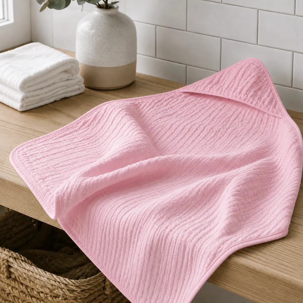 The Fleece Company hætteklæde i muslin til baby til badetid