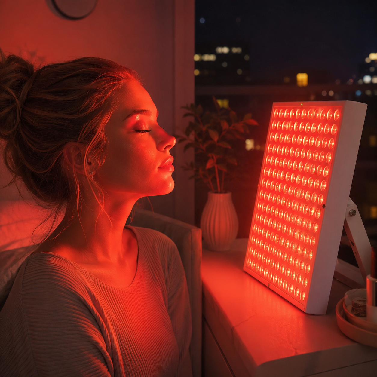 LED vörösfény-terápiás panel - 225 LED arc- és testhasználatra - bőrápoló wellness lámpa | meowbutter
