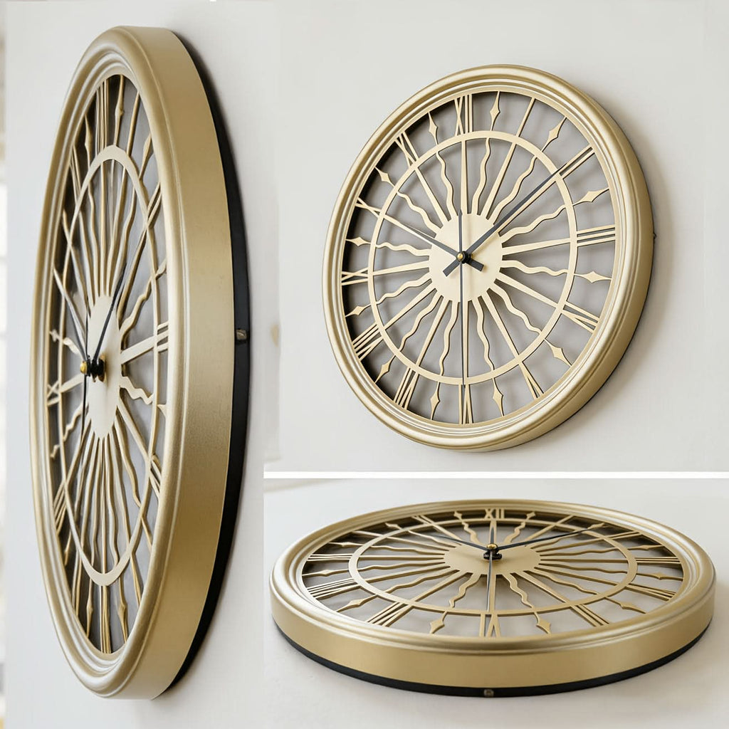 Silent Iron Art 3D Vægur med Rundt Analogt Design | meowbutter