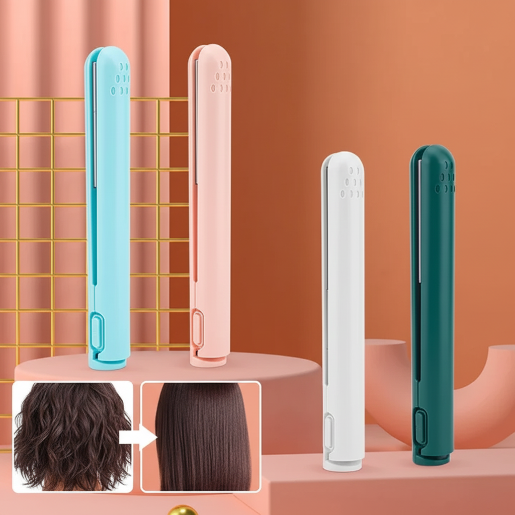 Keramický bezdrátový styler na vlasy — mini žehlička a kulma