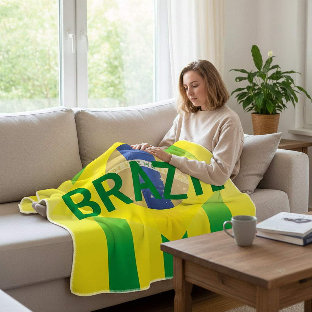 Serviette de voyage et couverture carrées avec drapeau du Brésil