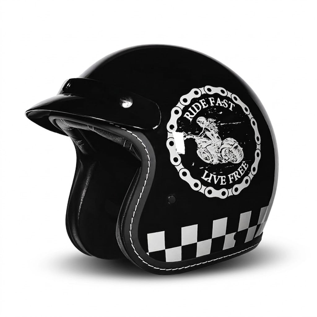 Vintage Open Face Motorcycle Helmet – All-Season Comfort & Protection - Meowbutter