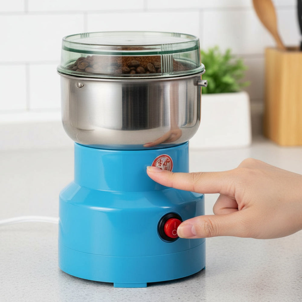 Stainless Steel Electric Spice and Coffee Grinder — Compact, High-Torque Motor