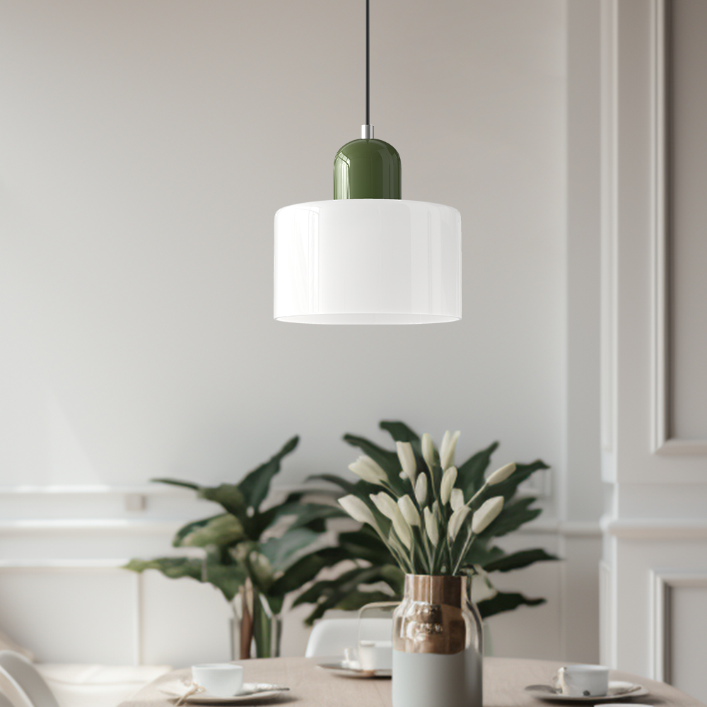 Bauhaus Glass Pendant Light — Vibrant Modernist Colored Shade