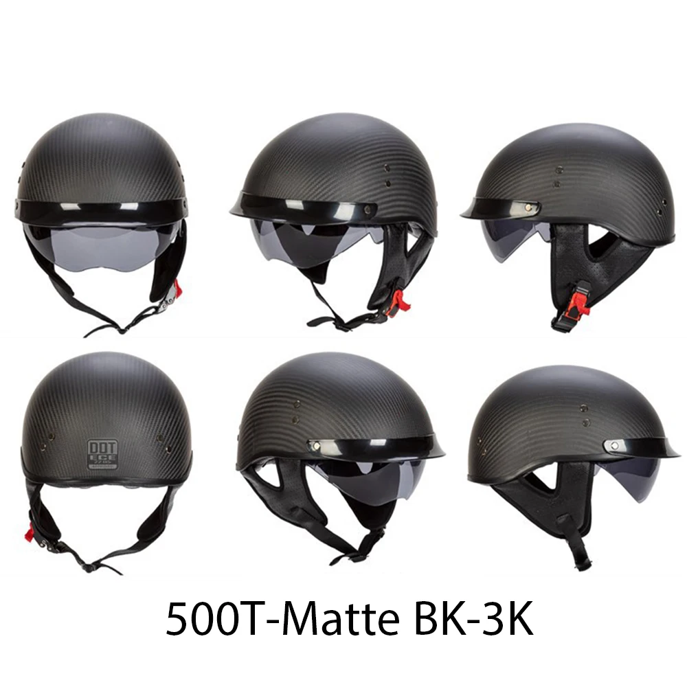 Vintage Carbon Fiber Half Helmet - DOT & ECE Approved - Meowbutter