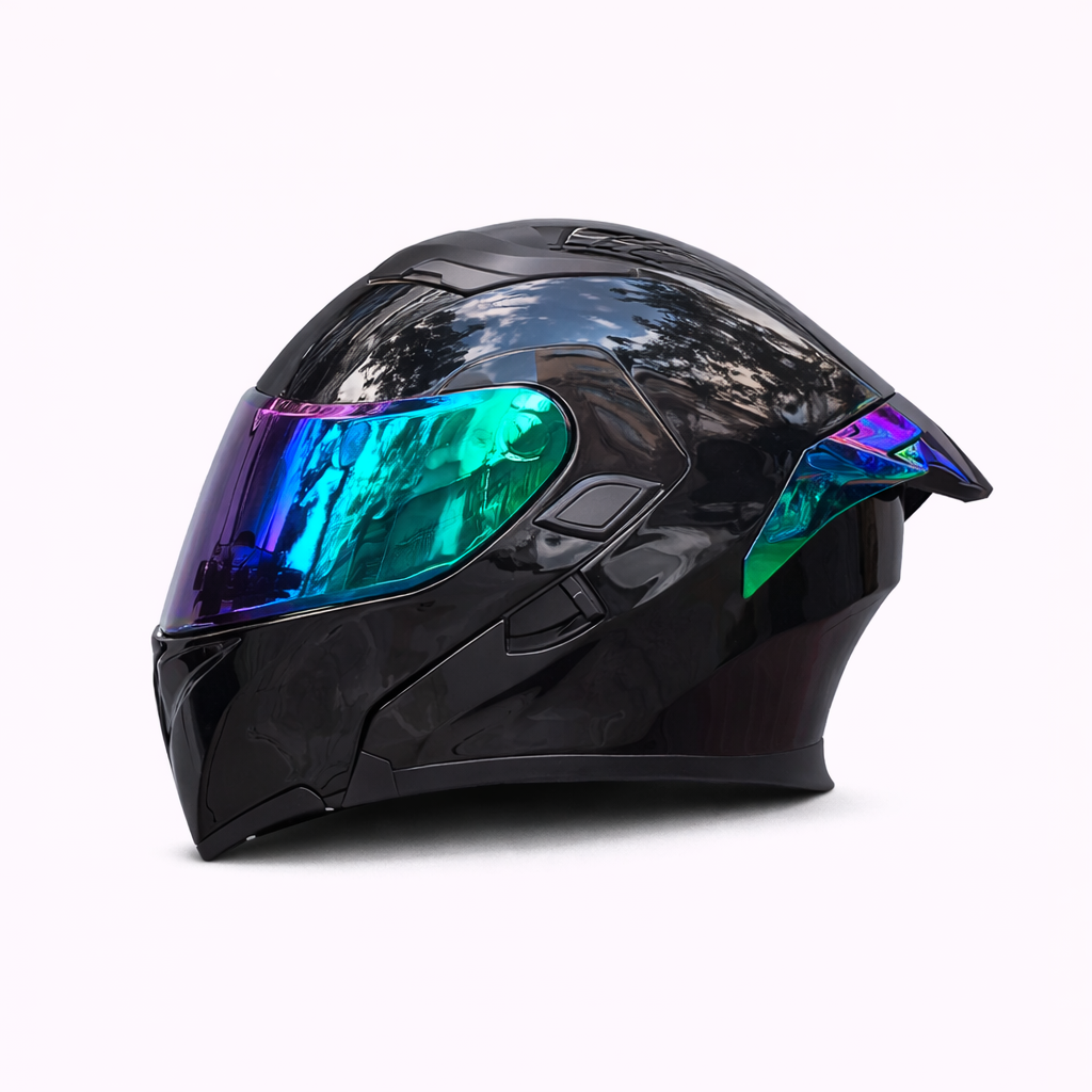Kask motocyklowy ORZ Z-169 z podnoszoną szczęką, pełna osłona twarzy, podwójna szyba, zatwierdzony przez DOT i ECE - Meowbutter