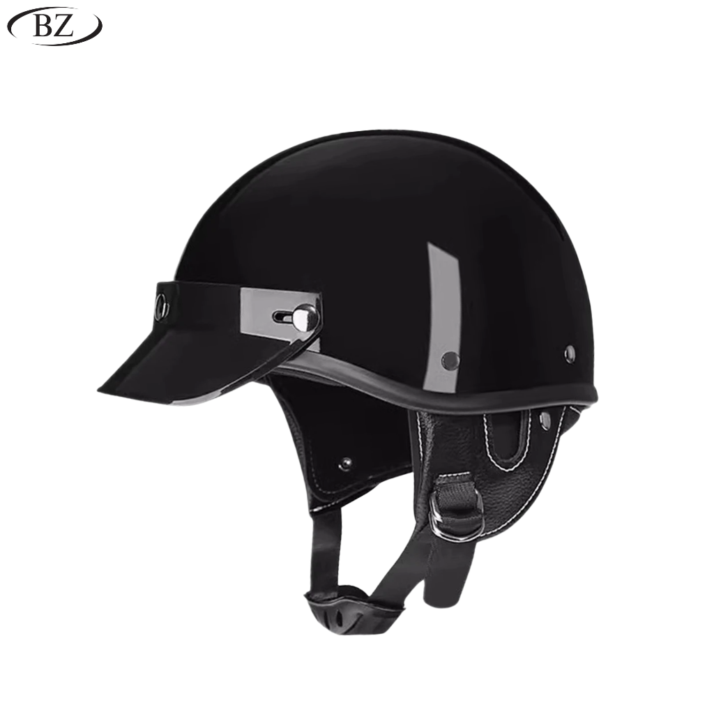 Premium Vintage Half Helmet – DOT & ECE Approved Motorcycle Helmet with Visor - Meowbutter