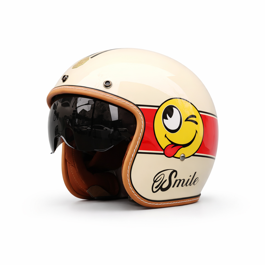 Přilba ORZ 301 Vintage Open Face – schválená DOT a ECE – Meowbutter
