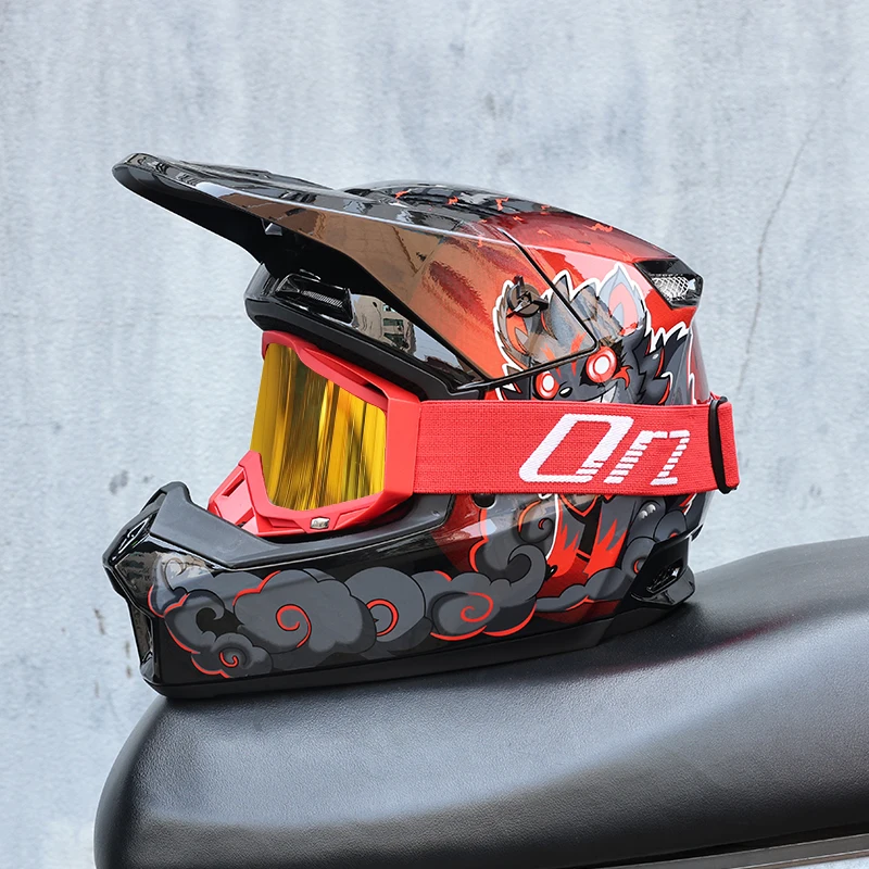 Casque intégral tout-terrain ORZ Motocross - Meowbutter