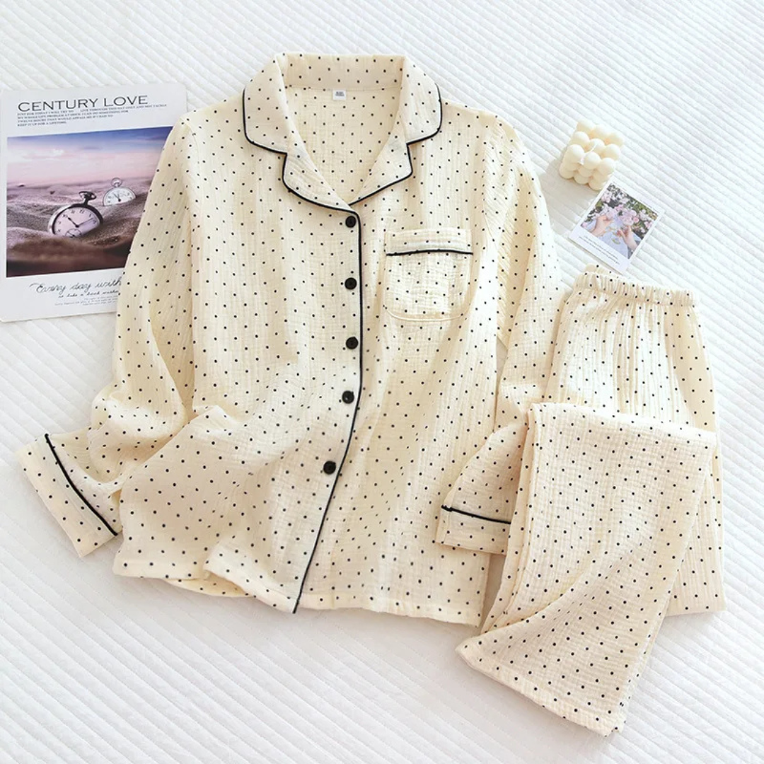 The Muslin Dot Pajama Set In 100 Percent Muslin Cotton