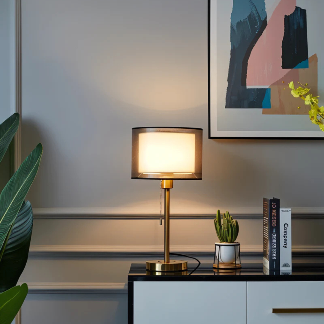 Lumis Table Lamp with Double Fabric Shade | Modern Vintage Design | Meowbutter