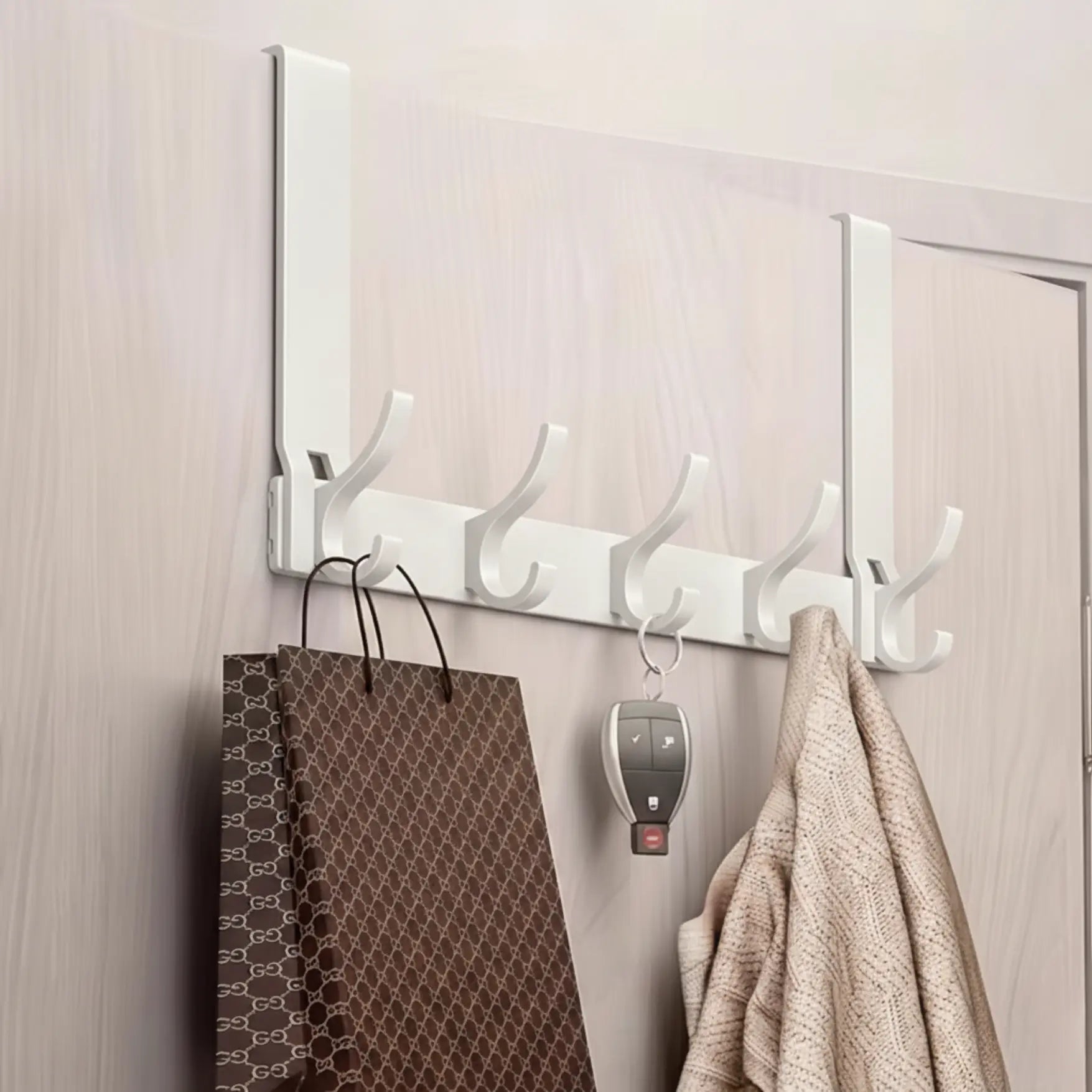 Porta-organizer da porta per asciugamani e cappotti con cinque ganci
