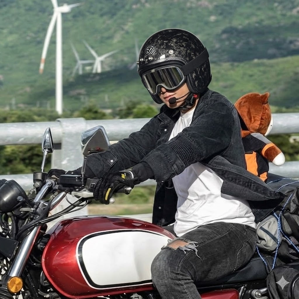 The Street King Carbon Open-Face Helmet – DOT & ECE Approved - Meowbutter