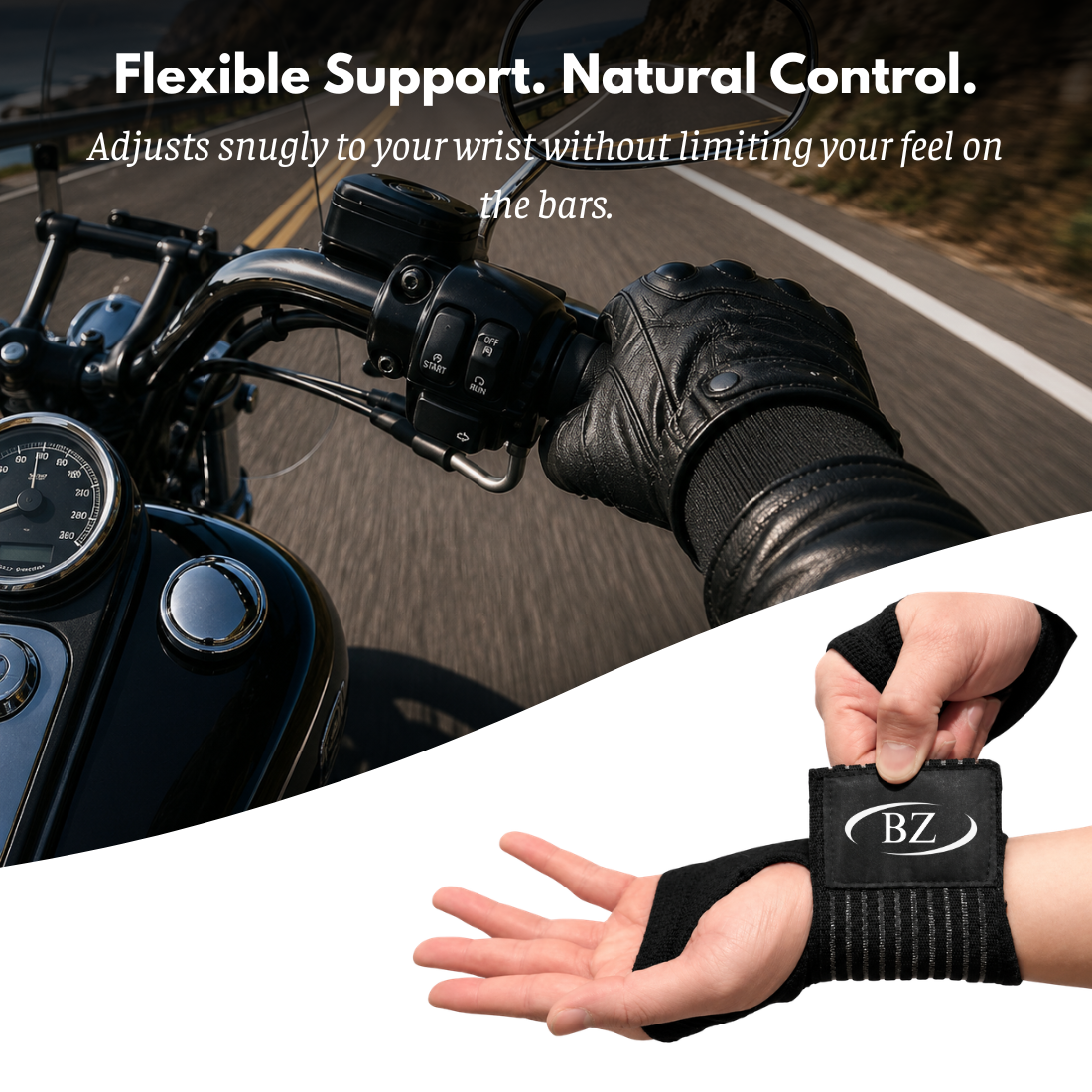 BikerZonez RideFlex™ Motorcycle Wrist Support - Meowbutter