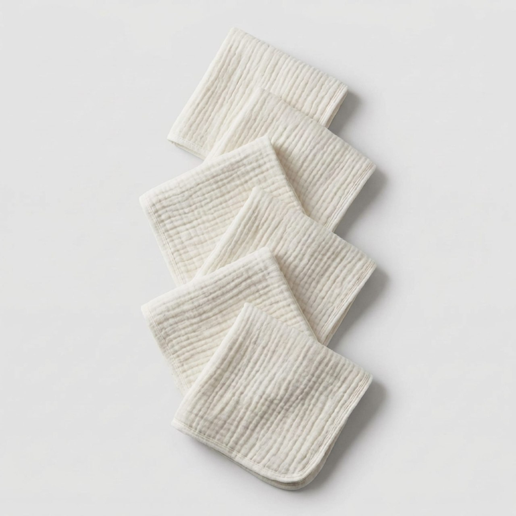 Face Towels Made From Muslin Cotton Set Of Six Pack