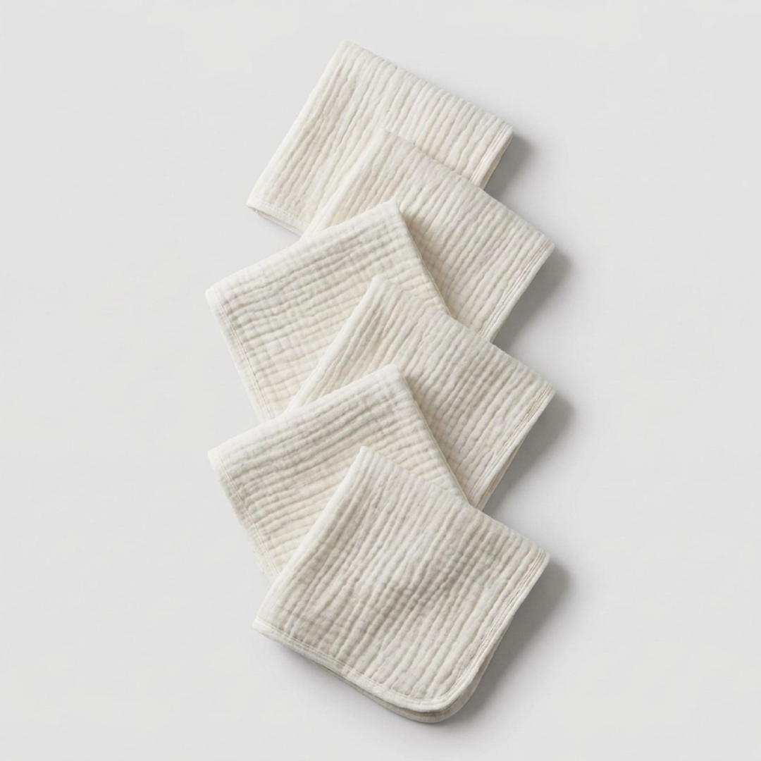 Face Towels Made From Muslin Cotton Set Of Six Pack