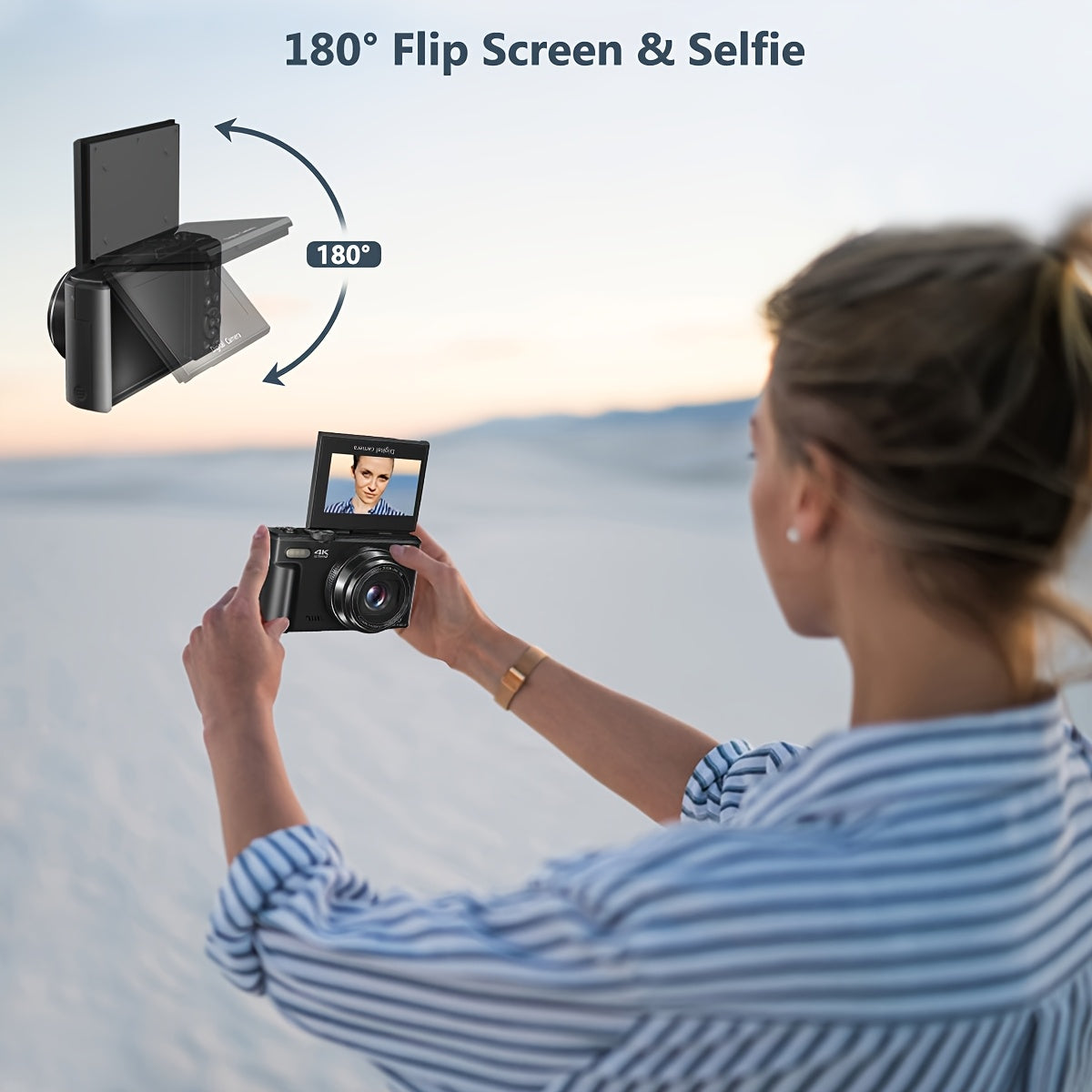 Compact 4K Digital Camera — Built-in WiFi, Articulating Flip Screen