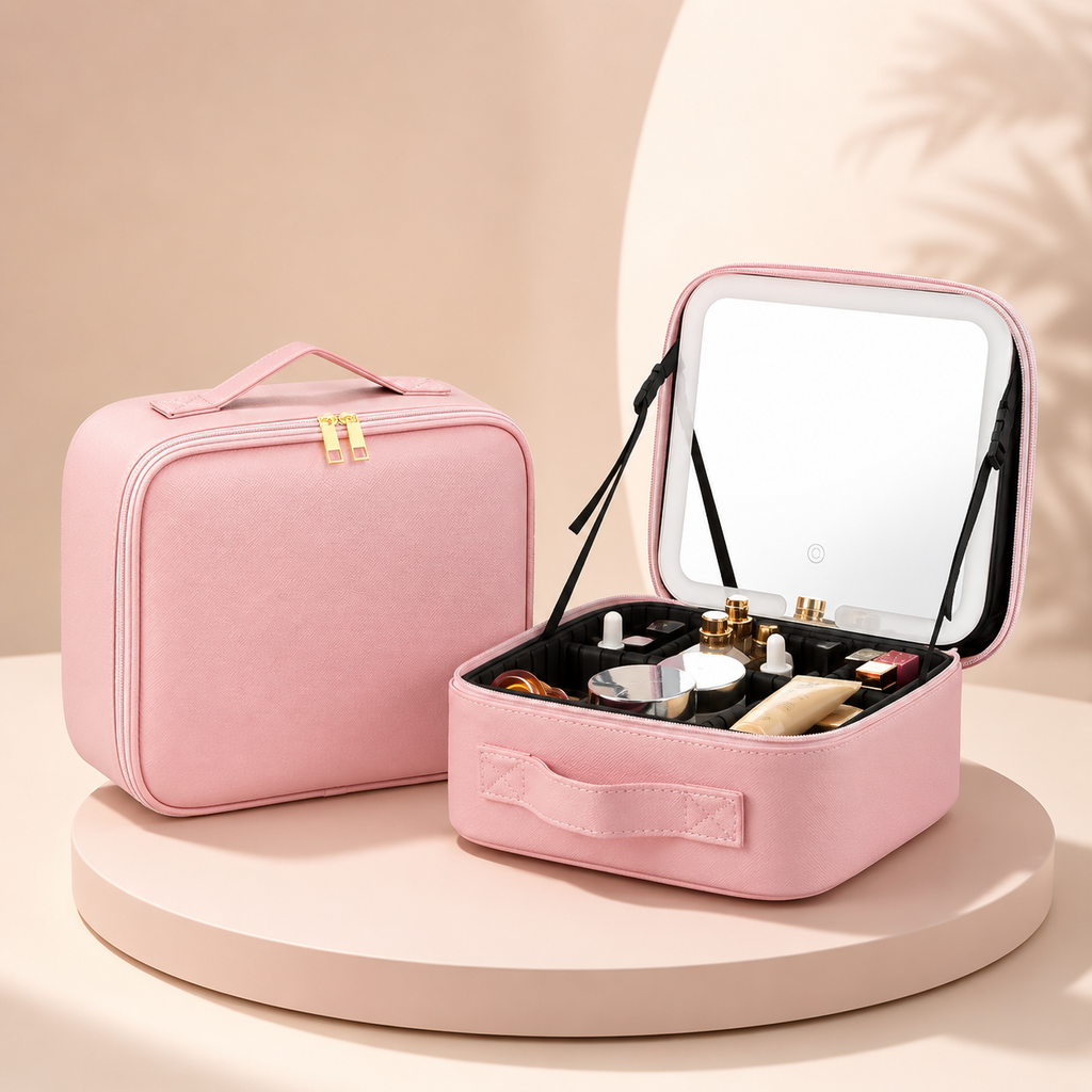 Makeup-etui Rejse Kosmetik Organizer Mors Dag LED-spejl Box | Meowbutter