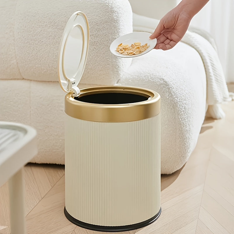Luxury Oval Trash Can | Press-Top Waste Bin with Dual Inner Bucket | Meowbutter