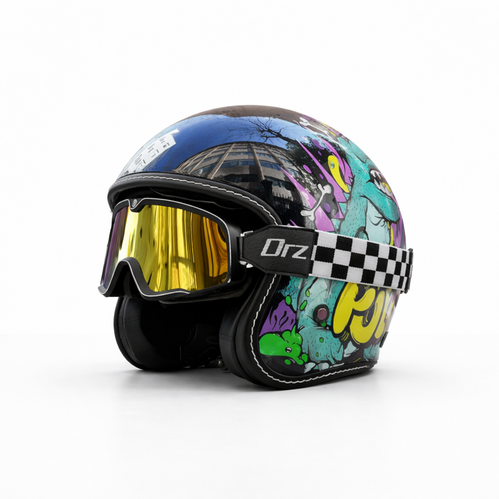 Casco de motocicleta retro abierto premium – Aprobado por DOT y ECE - Meowbutter
