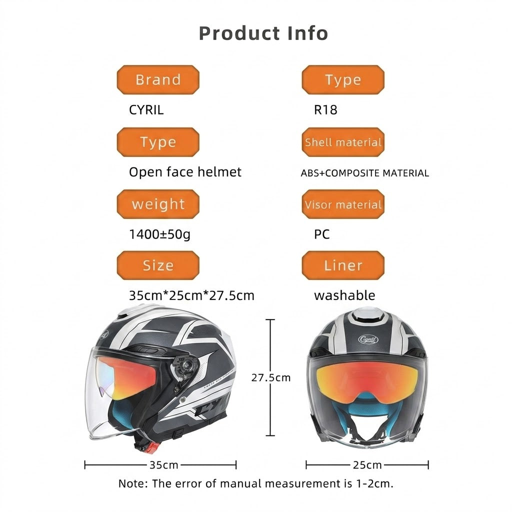 Casco IronRide Open Face con Doble Visera – Certificado DOT - Meowbutter