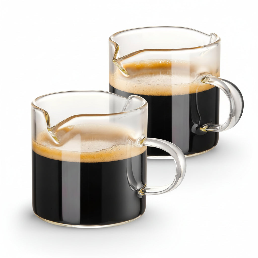 Skleněný šálek na espresso s dvojitou výlevkou, odměrka 4 oz, konvička na kávu | Meowbutter