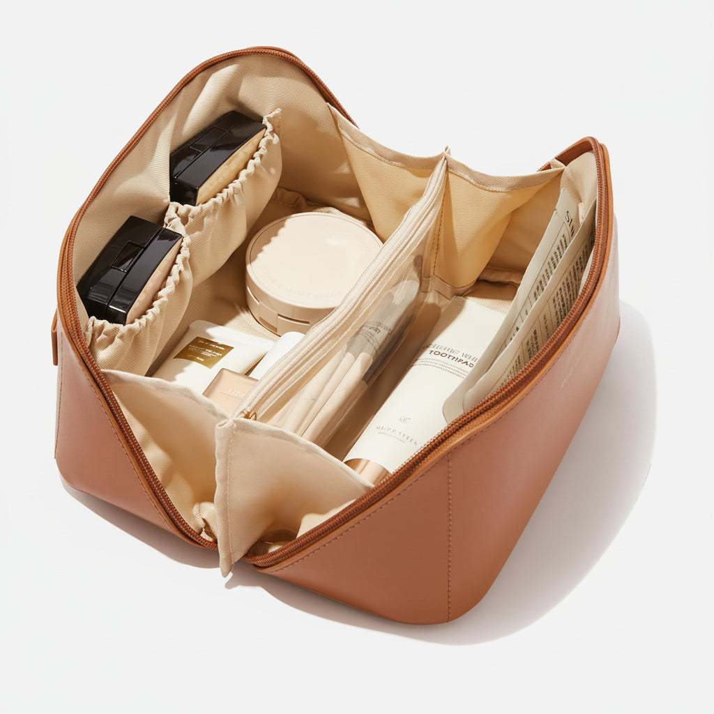 Large Travel Makeup Organizer — 9.3 x 4.1 x 4.3 Inch Expandable Bag