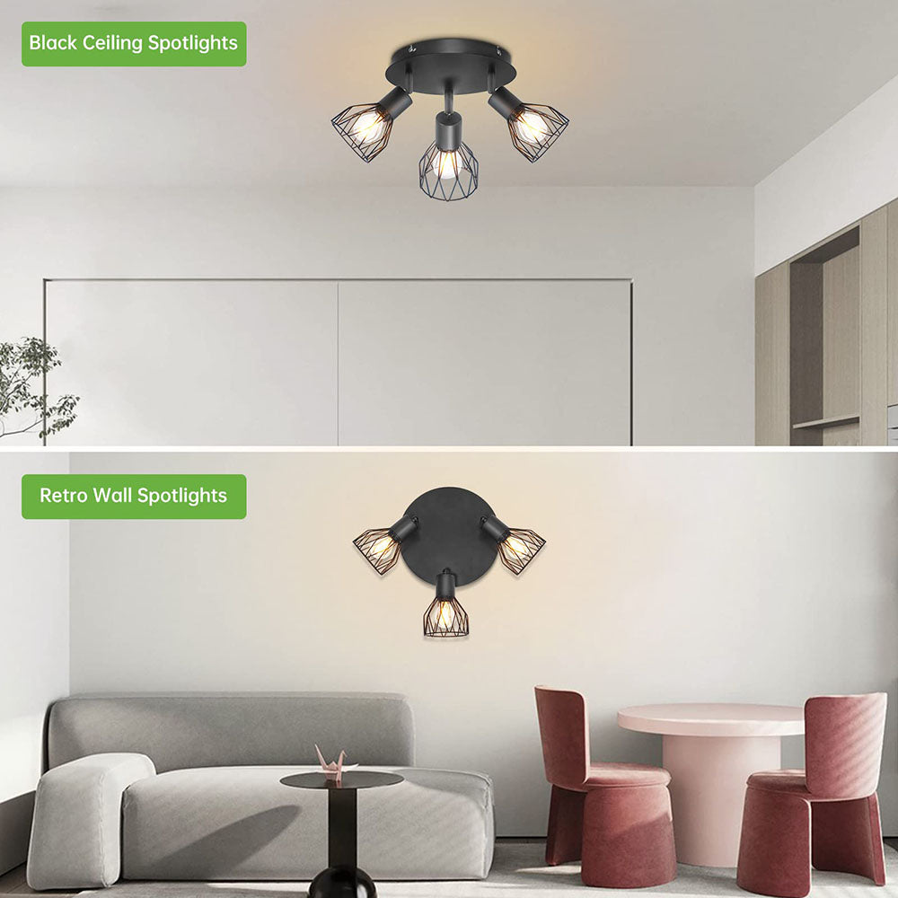 Faretto da soffitto industriale regolabile nero | Funzionalità vintage | Meowbutter