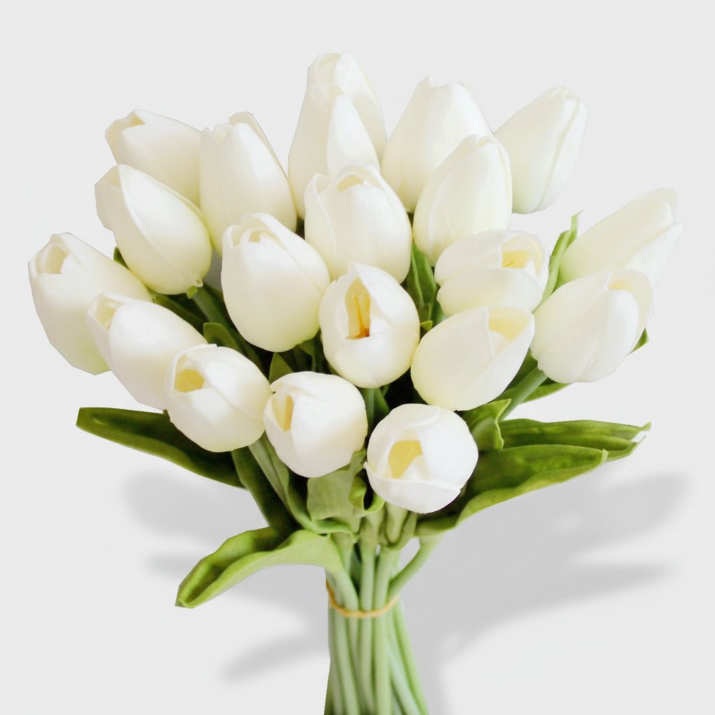 Tulipas com toque realista — ramo do Dia da Mãe com caules de PU
