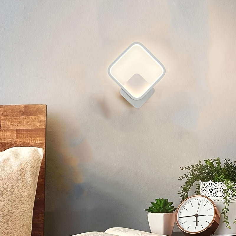 Moderne quadratische LED-Wandleuchte – Metallgehäuse, gehärtetes Acryl, 14W, 25x29cm