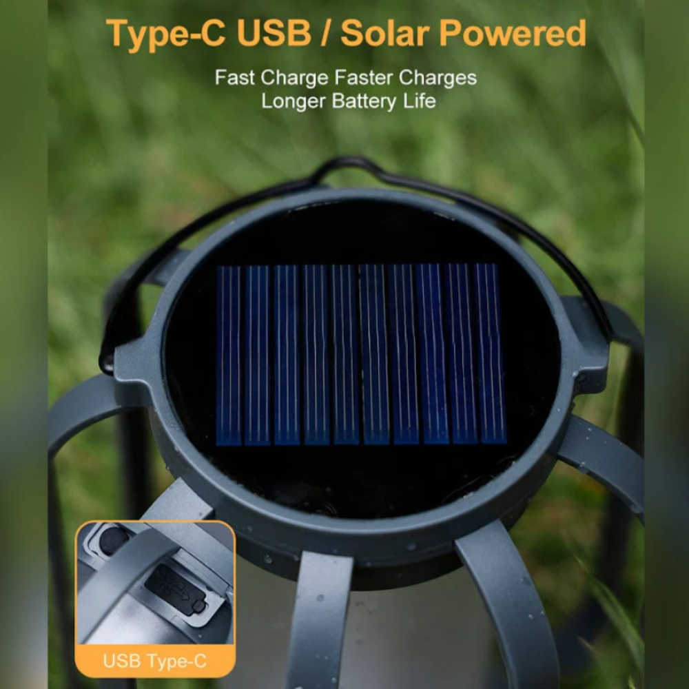 Linterna con efecto de llama solar — Sensor crepuscular automático, diseño inalámbrico sin baterías
