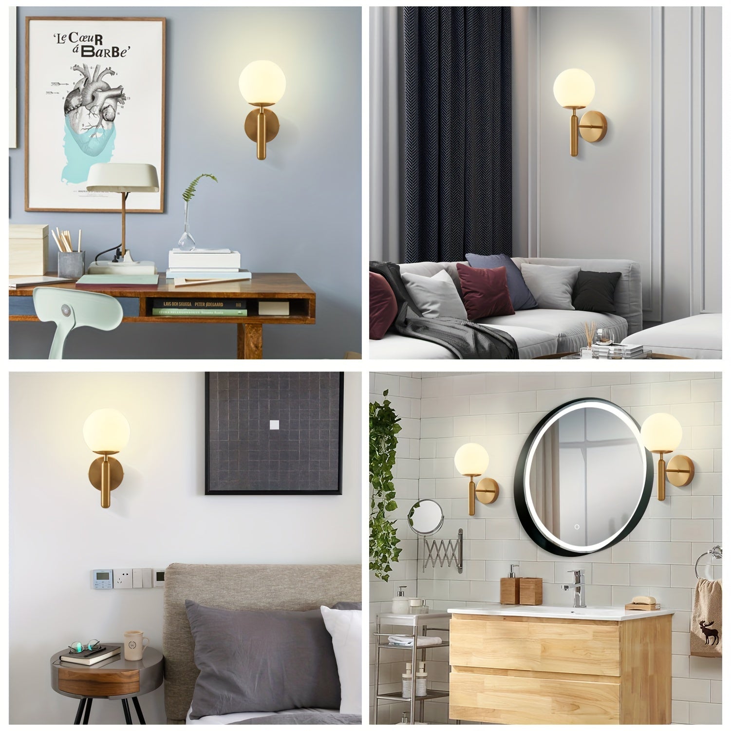 Modern Glass Wall Sconce | Elegant Metal Bedroom Light | Meowbutter
