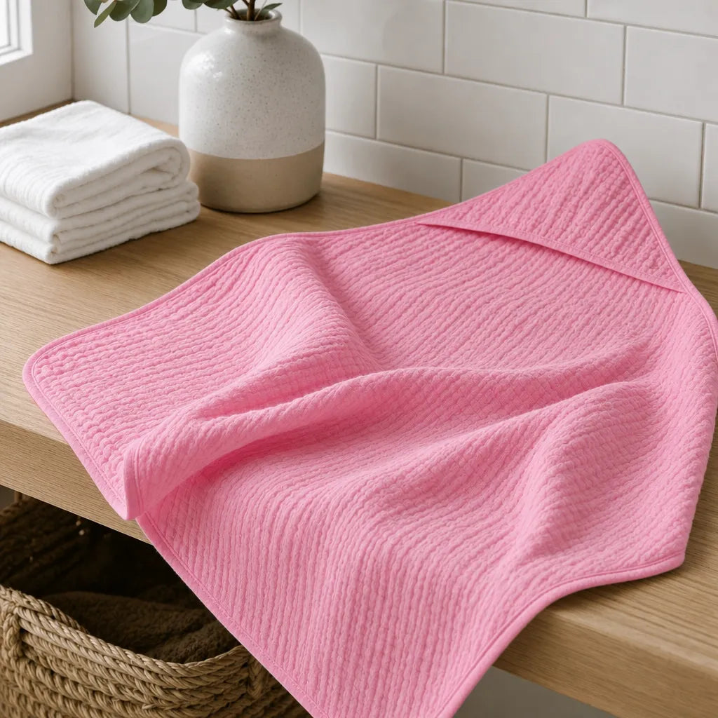 The Fleece Company hætteklæde i muslin til baby til badetid