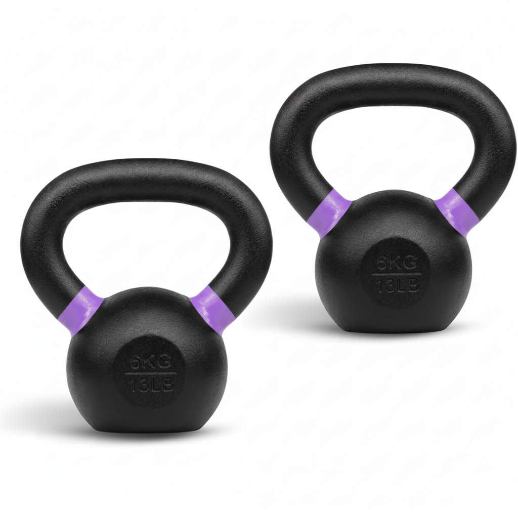 Kettlebell i støbejern — solid konstruktion i ét stykke, pulverlakeret overflade