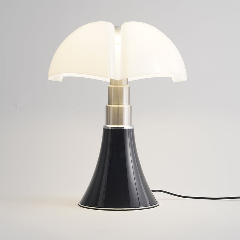 Lampada da tavolo a fungo rétro moderna — LED integrato, finitura lucida