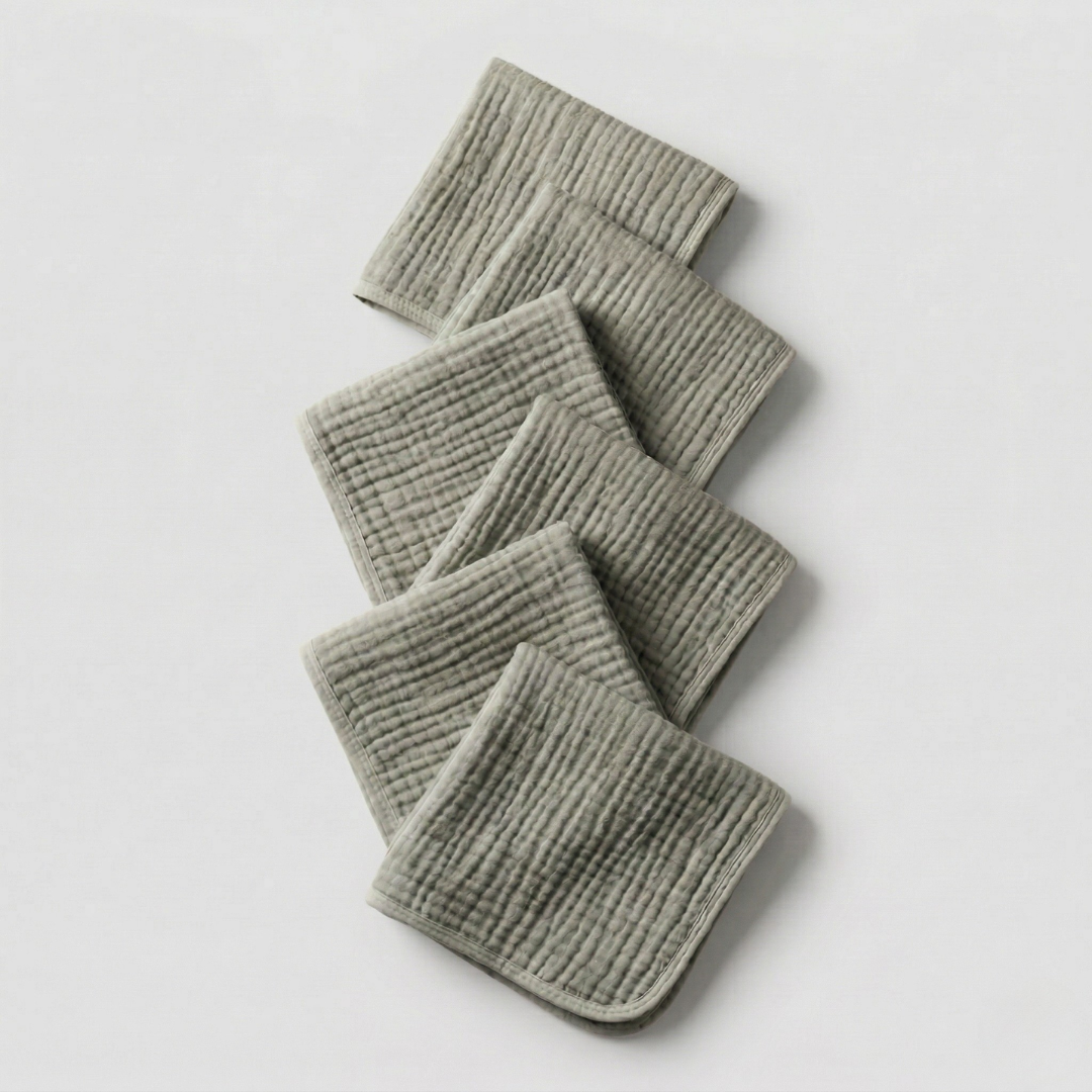 Face Towels Made From Muslin Cotton Set Of Six Pack