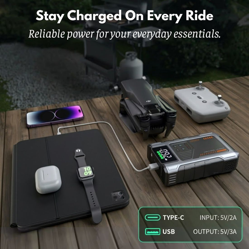 3000A Portable Jump Starter with Air Compressor – 12V Battery Booster & 150 PSI Tire Inflator | meowbutter