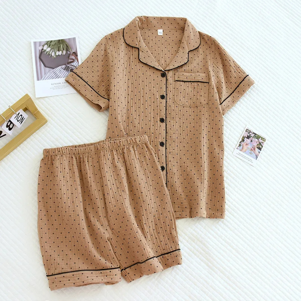 The Muslin Dot Pajama Set In 100 Percent Muslin Cotton