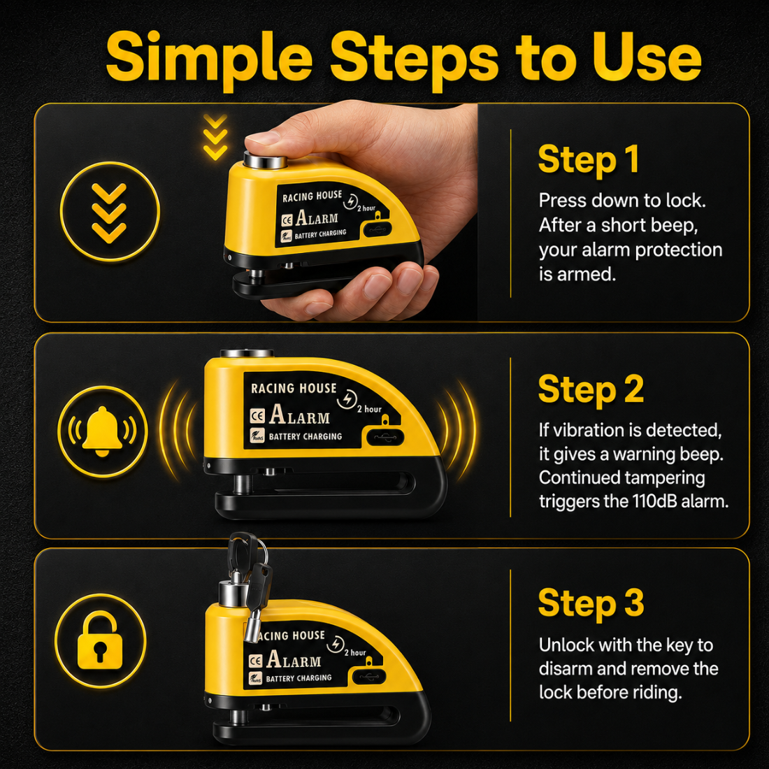 Guardian Lock — Rechargeable Alarm Disc Lock | meowbutter
